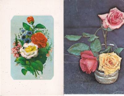Simli Çiçek Temalı 2li Kartpostal KRT10735 - 1