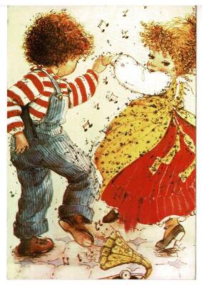 Simli Dans Eden Minikler Animasyon Kartpostal KRT3878 - 1