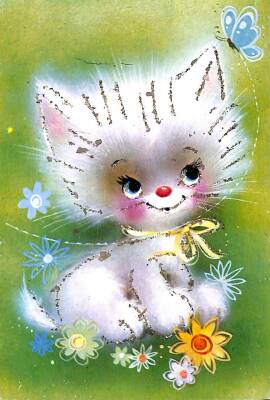 Simli Kedi Kartpostal KRT17246 - 1