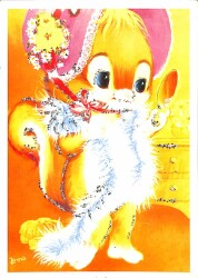 Simli Kedi Temalı Kartpostal KRT19255 - Gökçekoleksiyon