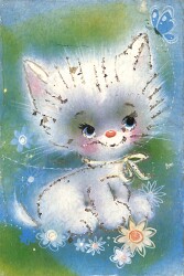 Simli Kedi Temalı Kartpostal KRT21071 - Gökçekoleksiyon