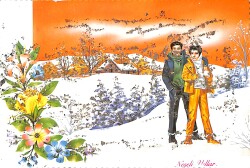 Simli Kış Temalı Kartpostal KRT20993 - Gökçekoleksiyon