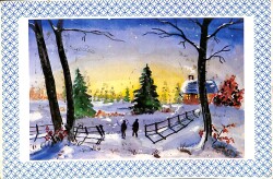 Simli Kış Temalı Kartpostal (Küçük Boy) KRT22915 - Gökçekoleksiyon