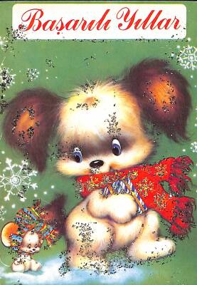 Simli Köpek Kartpostal - glittery postcard KRT17969 - 1