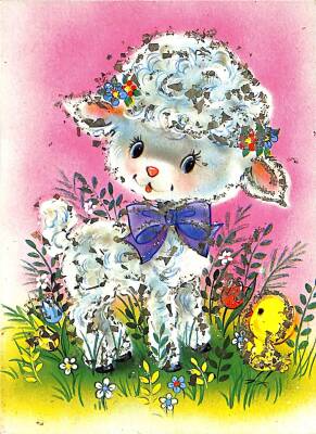 Simli Kuzu Kartpostal - glittery postcard KRT17903 - 1