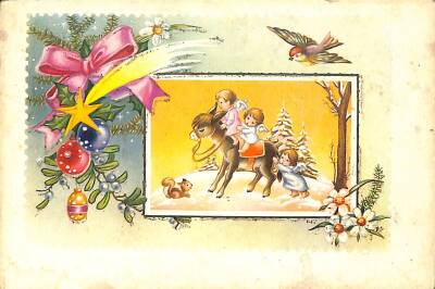 Simli Melek Ve Yılbaşı Kartpostal KRT18081 - 1