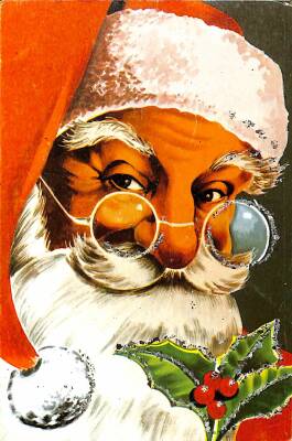 Simli Noel Baba Yeni Yıl Kartpostal KRT18304 - 1