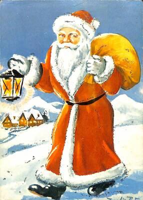 Simli Noel Yılbaşı Kartpostal KRT18065 - 1