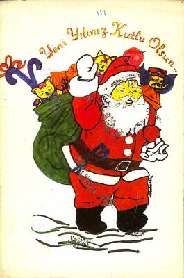 Simli Noel Yılbaşı Kartpostal KRT18071 - 1