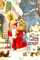 Simli Noel Yılbaşı Kartpostal KRT18072 - Gökçekoleksiyon