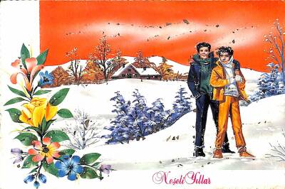 Simli Yeni Yıl Ve Yılbaşı Kartpostal KRT18091 - 1