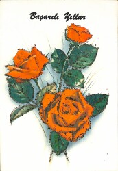 Simli Yeni Yıl Yılbaşı Kartpostal KRT18077 - Gökçekoleksiyon