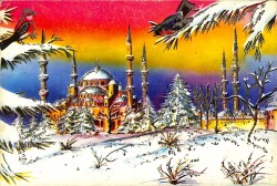 Simli Yılbaşı Kartpostal - glittery postcard KRT17917 - Gökçekoleksiyon