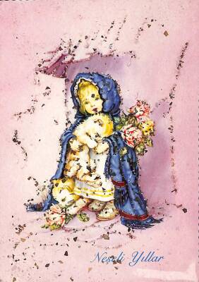 Simli Yılbaşı Kartpostal - glittery postcard KRT17956 - 1