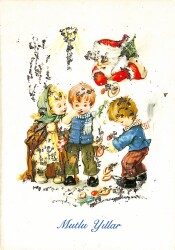 Simli Yılbaşı Kartpostal - glittery postcard KRT17957 - Gökçekoleksiyon