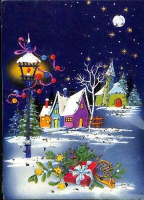 Simli Yılbaşı Kartpostal - glittery postcard KRT17959 - 1