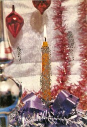 Simli Yılbaşı Kartpostal - glittery postcard KRT17965 - Gökçekoleksiyon