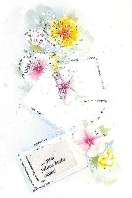 Simli Yılbaşı Kartpostal KRT13678 - 1