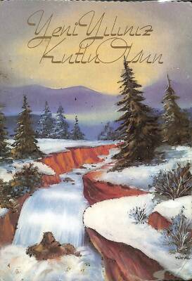 Simli Yılbaşı Kış Kartpostal - 1970-1980s glittery postcard KRT17973 - 1
