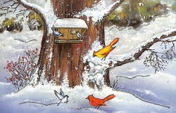 Simli Yılbaşı Kış Kartpostal - glittery postcard KRT17929 - Gökçekoleksiyon