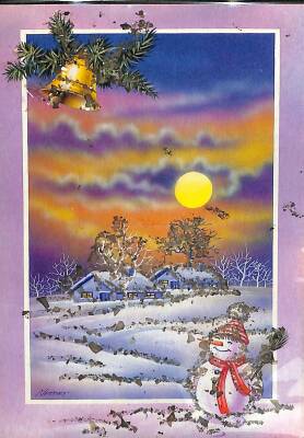 Simli Yılbaşı Kış Kartpostal - glittery postcard KRT17933 - 1