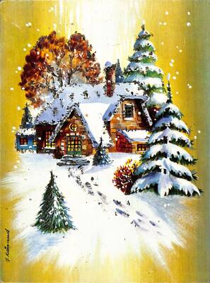 Simli Yılbaşı Kış Kartpostal - glittery postcard KRT17934 - 1