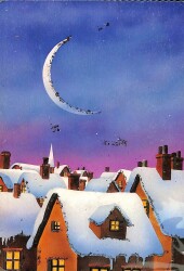 Simli Yılbaşı Kış Kartpostal - glittery postcard KRT17935 - Gökçekoleksiyon