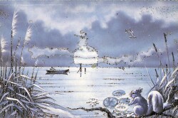 Simli Yılbaşı Kış Kartpostal - glittery postcard KRT17938 - Gökçekoleksiyon