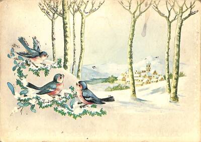 Simli Yılbaşı Kış Kartpostal KRT18179 - 1