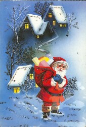 Simli Yılbaşı Noel Baba Kartpostal - glittery postcard KRT17954 - Gökçekoleksiyon