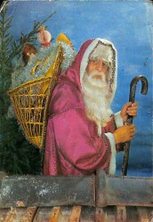 Simli Yılbaşı Noel Baba Kartpostal KRT18313 - Gökçekoleksiyon