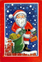 Simli Yılbaşı Noel Kartpostal - glittery christmas postcard KRT17874 - Gökçekoleksiyon