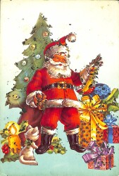 Simli Yılbaşı Noel Kartpostal - glittery christmas postcard KRT17877 - Gökçekoleksiyon