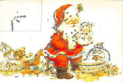 Simli Yılbaşı Noel Kartpostal - glittery christmas postcard KRT17882 - 1