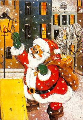 Simli Yılbaşı Noel Kartpostal - glittery christmas postcard KRT17884 - 1