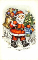 Simli Yılbaşı Noel Kartpostal - glittery christmas postcard KRT17886 - Gökçekoleksiyon