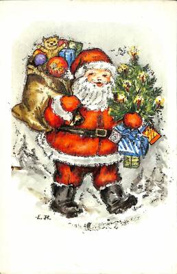 Simli Yılbaşı Noel Kartpostal - glittery christmas postcard KRT17886 - 1