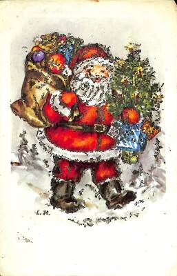 Simli Yılbaşı Noel Kartpostal - glittery christmas postcard KRT17888 - 1