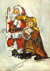 Simli Yılbaşı Noel Kartpostal - glittery christmas postcard KRT17891 - Gökçekoleksiyon