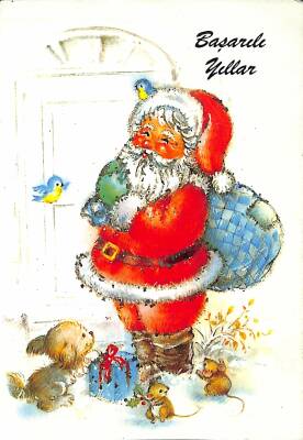 Simli Yılbaşı Noel Kartpostal - glittery christmas postcard KRT17893 - 1