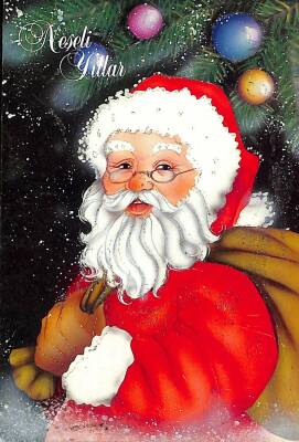Simli Yılbaşı Noel Kartpostal - glittery christmas postcard KRT17894 - 1