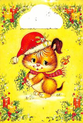 Simli Yılbaşı Noel Kartpostal - glittery christmas postcard KRT17895 - 1