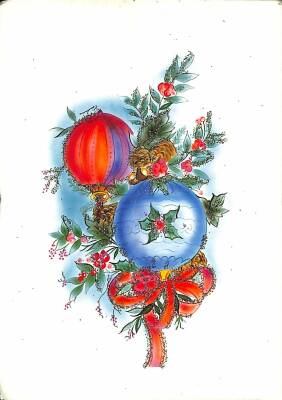 Simli Yılbaşı Noel Kartpostal - glittery postcard KRT17907 - 1