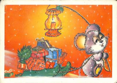 Simli Yılbaşı Noel Kartpostal - glittery postcard KRT17914 - 1