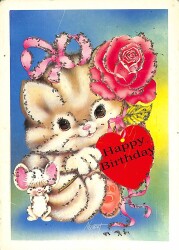 Simli Yılbaşı Noel Kartpostal - glittery postcard KRT17915 - Gökçekoleksiyon