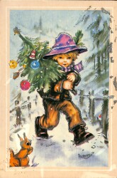 Simli Yılbaşı Noel Kartpostal - glittery postcard KRT17919 - Gökçekoleksiyon