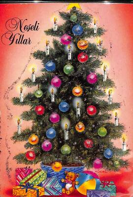 Simli Yılbaşı Noel Kartpostal - glittery postcard KRT17920 - 1