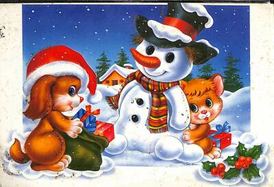 Simli Yılbaşı Noel Kartpostal - glittery postcard KRT17925 - 1