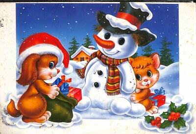 Simli Yılbaşı Noel Kartpostal - glittery postcard KRT17926 - 1