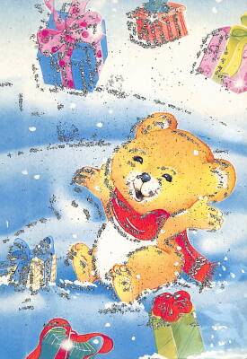 Simli Yılbaşı Noel Kartpostal - glittery postcard KRT17927 - 1